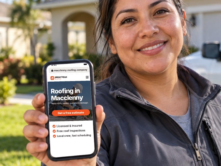 macclenny.roofing.company open in a phone browser
